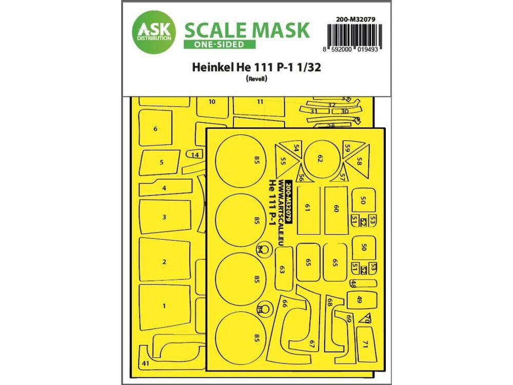 ASK 200-M32079 Heinkel He 111P-1 one-sided express fit mask for Revell