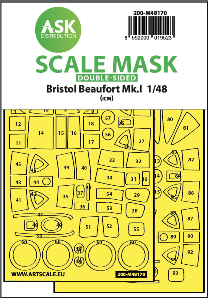 ASK 200-M48170 Bristol Beaufort Mk.I  double-sided express fit mask for ICM
