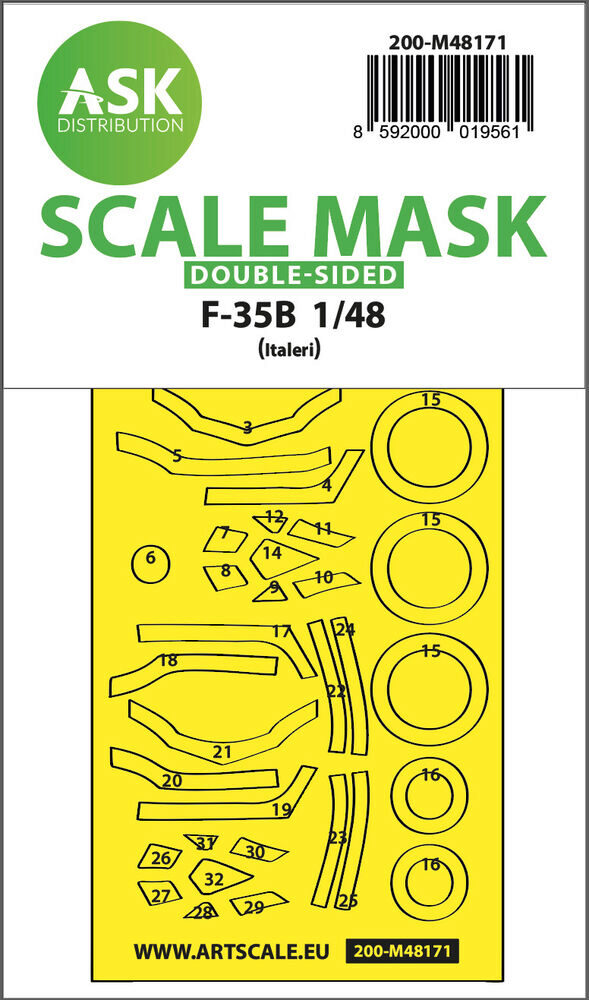ASK 200-M48171 F-35B double-sided express fit mask for Italeri