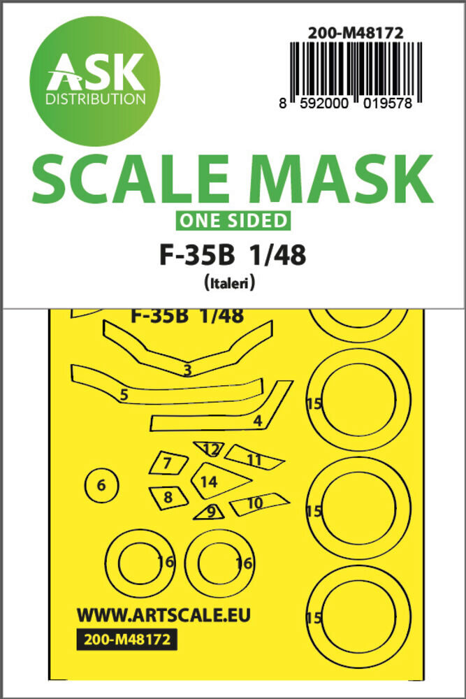 ASK 200-M48172 F-35B one-sided express fit mask for Italeri