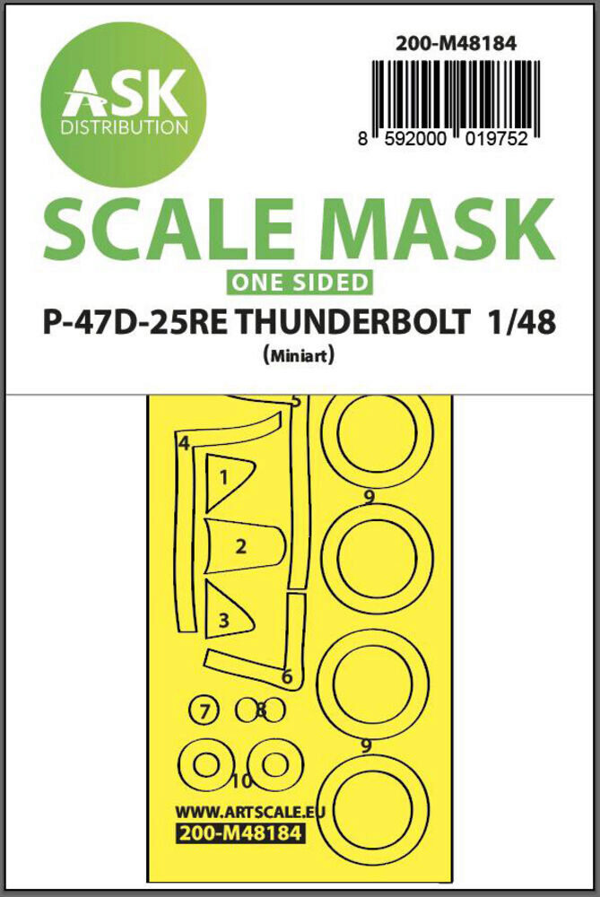 ASK 200-M48184 P-47D-25RE Thunderbolt  one-sided express fit mask for Miniart