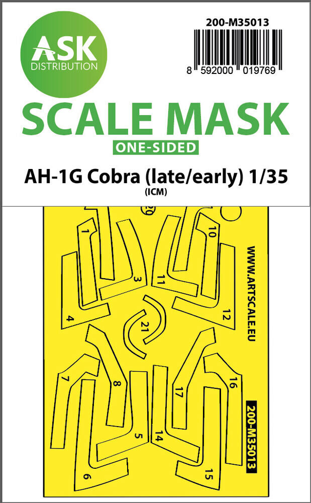 ASK 200-M35013 AH-1G Cobra (early/late) one-sided express fit painting mask for ICM