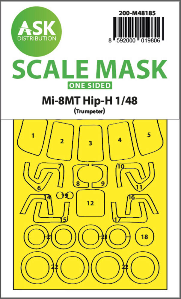 ASK 200-M48185 Mil Mi-8MT one-sided express fit mask for Trumpeter