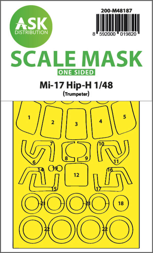 ASK 200-M48187 Mil Mi-17 Hip-H one-sided express fit mask for Trumpeter