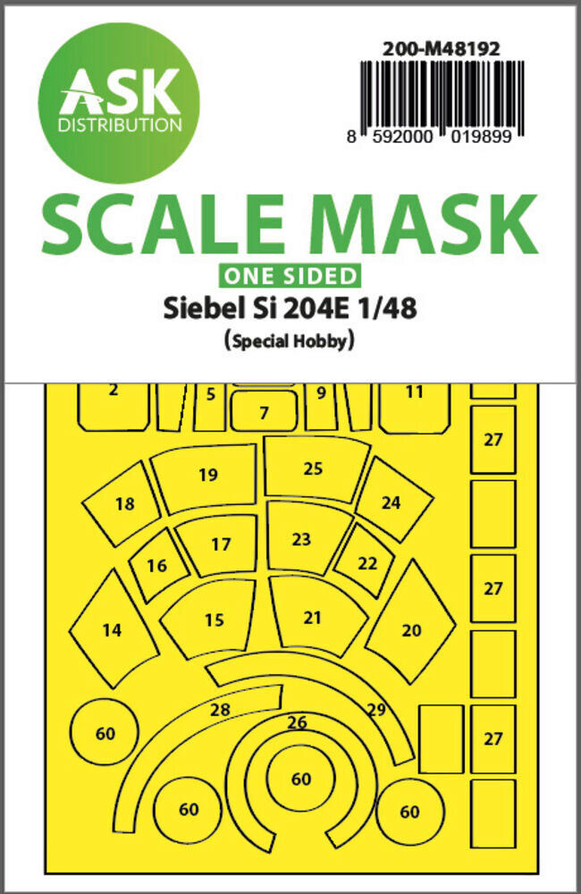 ASK 200-M48192 Siebel Si 204E one-sided realy fit and self adhesive express mask for Special Hobby