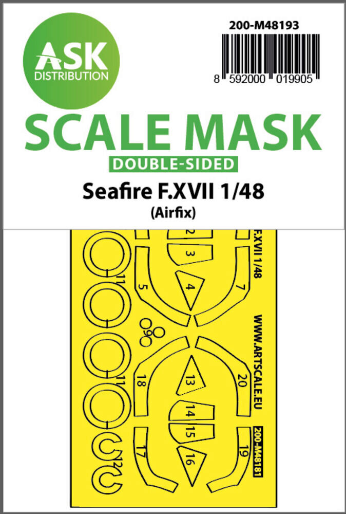 ASK 200-M48193 Seafire F.XVII double-sided fit and self adhesive express mask for Airfix