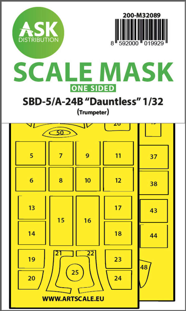 ASK 200-M32089 SBD-5/A-24B Dauntless one-sided express fit mask for Trumpeter