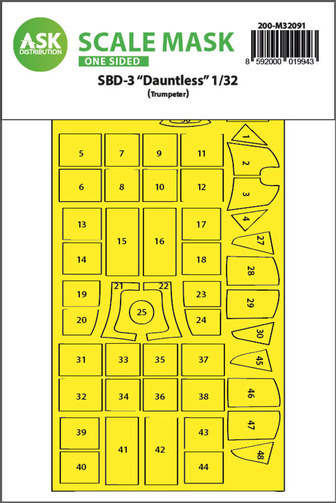ASK 200-M32091 SBD-3 Dauntless one-sided express fit mask for Trumpeter