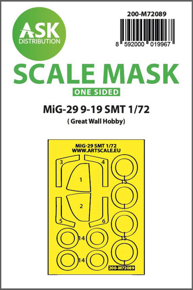 ASK 200-M72089 MiG-29 9-19 SMT one-sided express fit mask for Great Wall Hobby