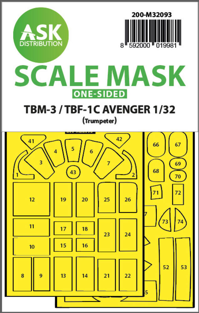 ASK 200-M32093 TBM-3/TBF-1C one-sided express fit mask for Trumpeter