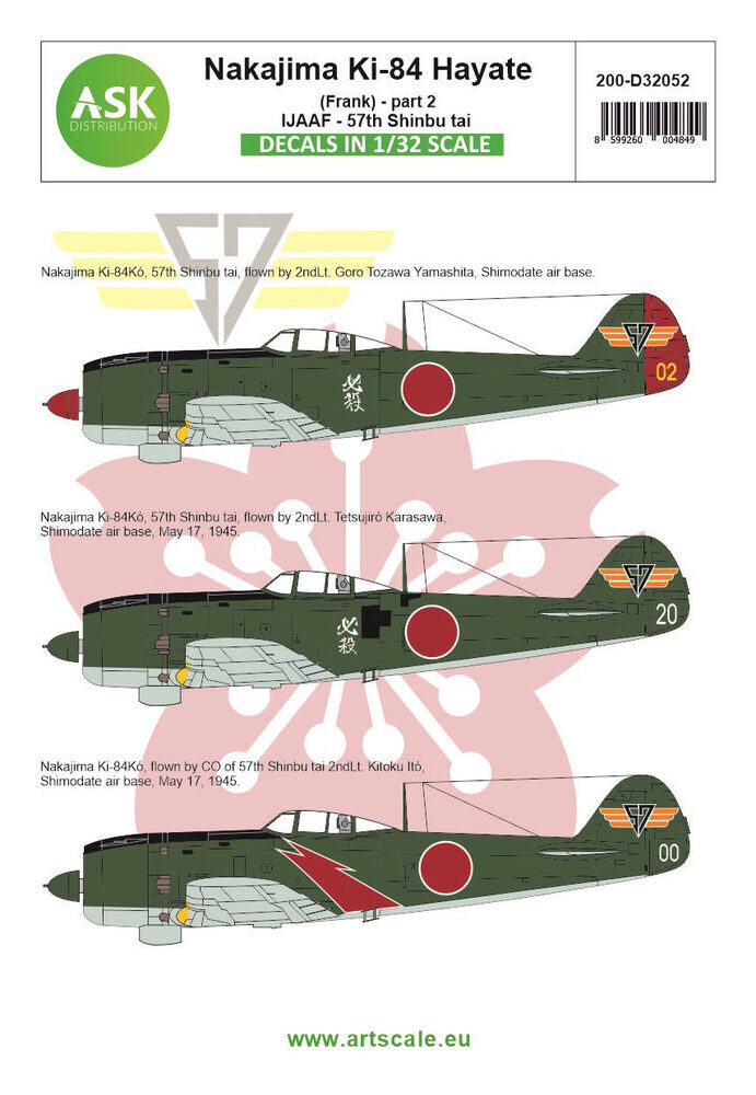ASK 200-D32052 Nakajima Ki-84 Hayate (Frank) part 2 - Imperial Japanese Army Air Force - 57th Shinbu tai