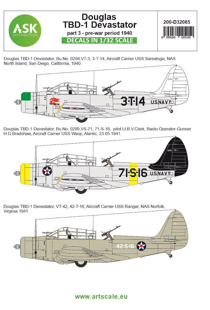 ASK 200-D32085 Douglas TBD-1 Devastator part 3 - pre-war period 1940
