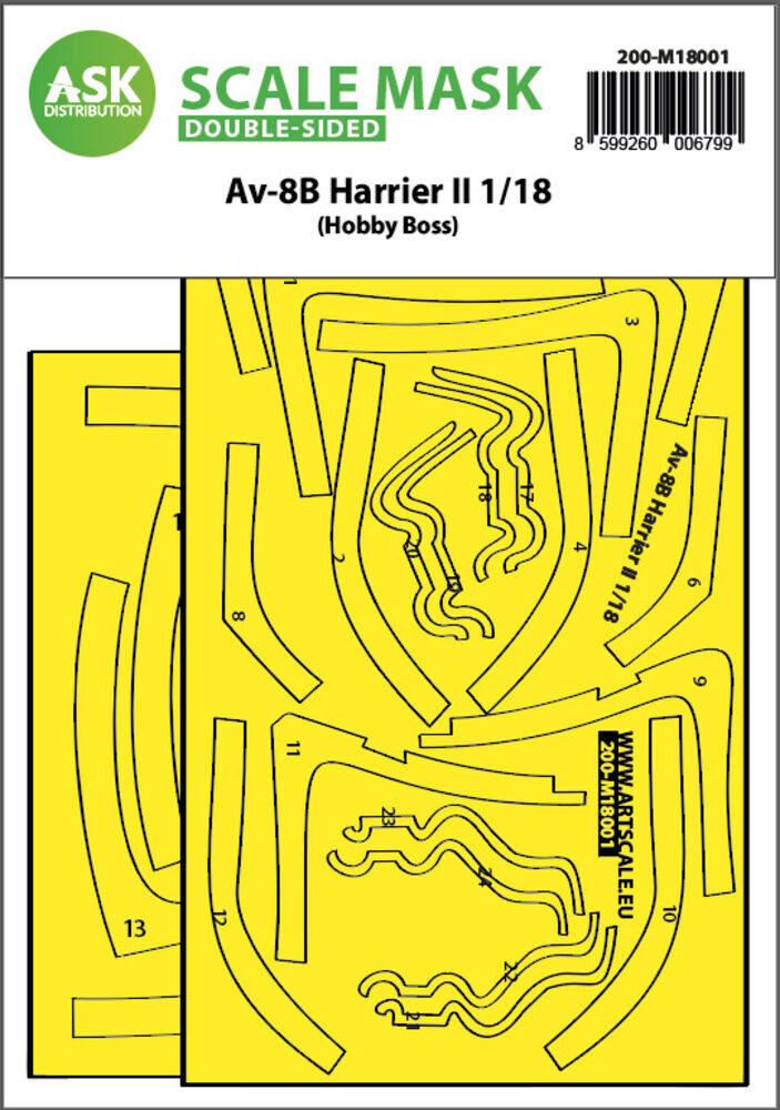 ASK 200-M18001 Av-8B Harrier II double-sided express fit mask for Hobby Boss