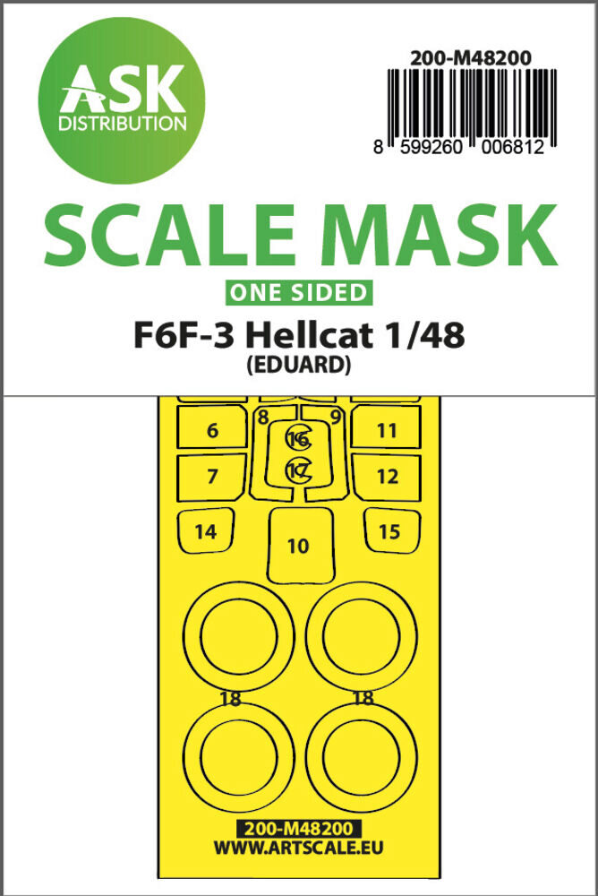 ASK 200-M48200 F6F-3 Hellcat one-sided express fit mask for Eduard