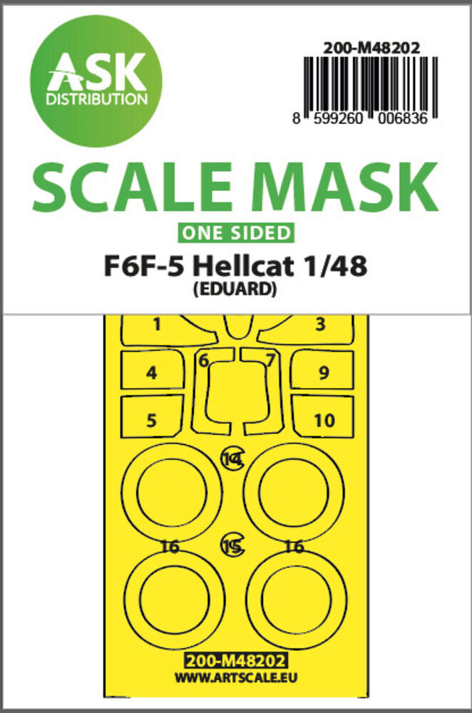 ASK 200-M48202 F6F-5 Hellcat one-sided express fit mask for Eduard
