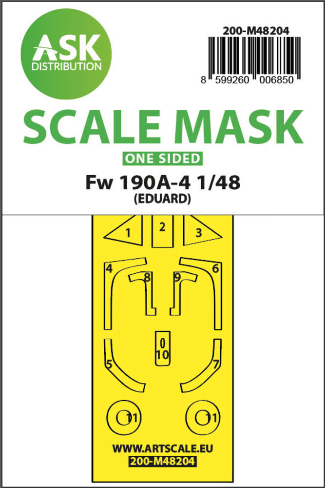 ASK 200-M48204 Fw 190A-4 one-sided express fit mask for Eduard