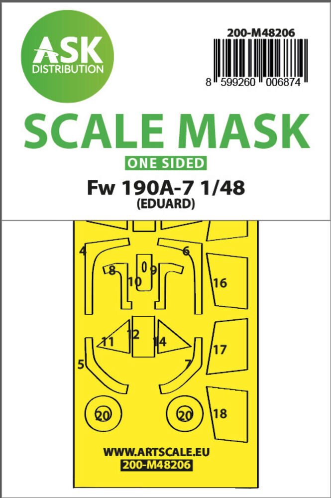 ASK 200-M48206 Fw 190A-7 one-sided express fit mask for Eduard