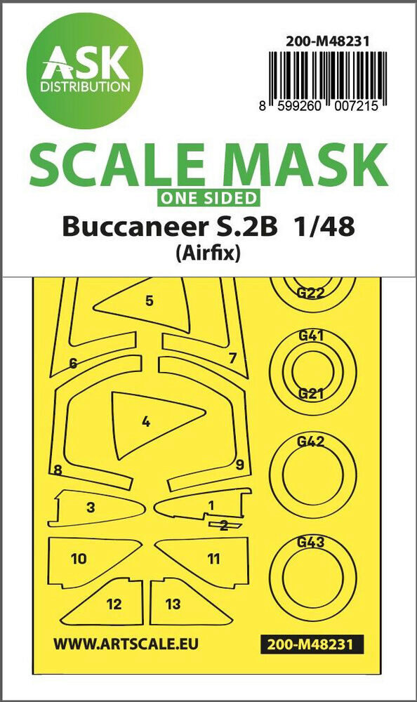 ASK 200-M48231 Buccaneer S.2B one-sided express fit mask for Airfix