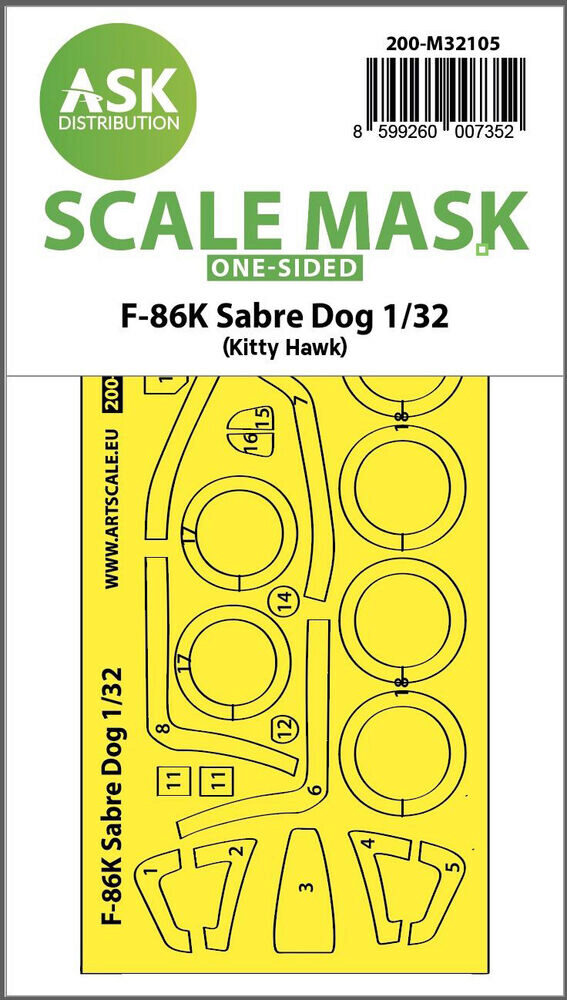 ASK 200-M32105 F-86K Sabre Dog one-sided express fit mask for Kitty Hawk