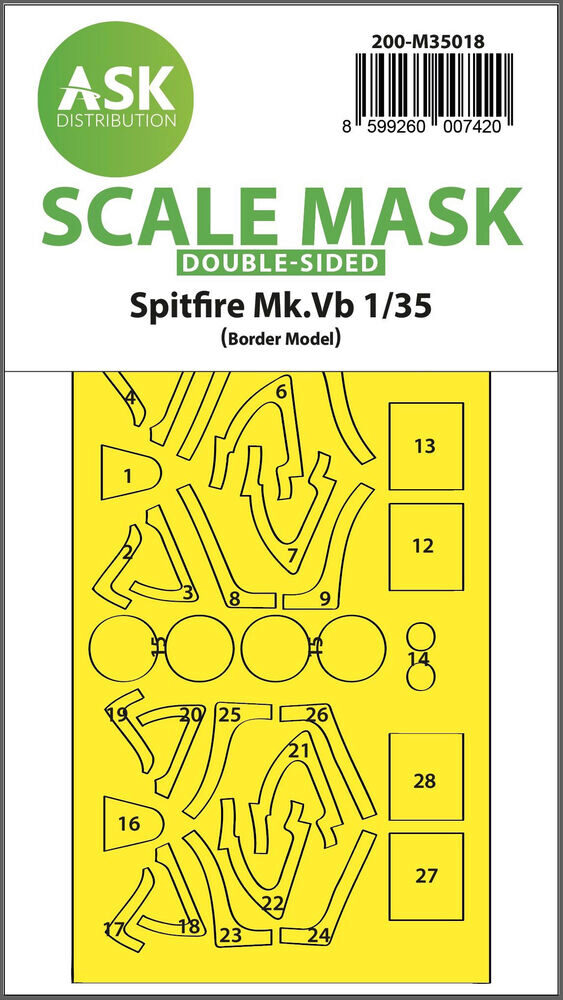 ASK 200-M35018 Spitfire Mk.Vb double-sided express fit painting mask for Border Model
