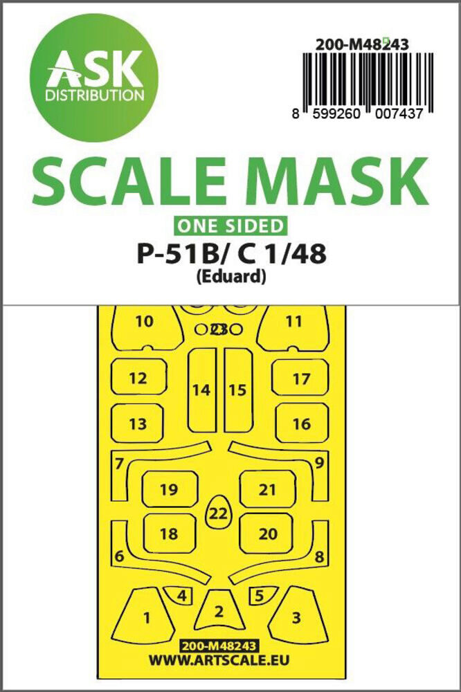 ASK 200-M48243 P-51B/C Mustang one-sided express fit mask for Eduard