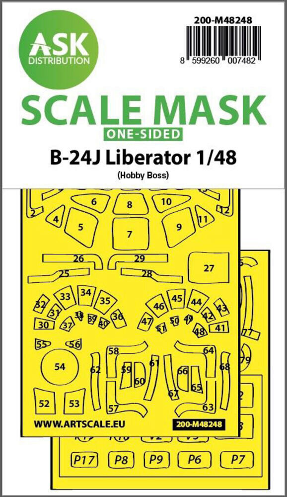ASK 200-M48248 B-24J Liberator one-sided express fit mask for Hobby Boss