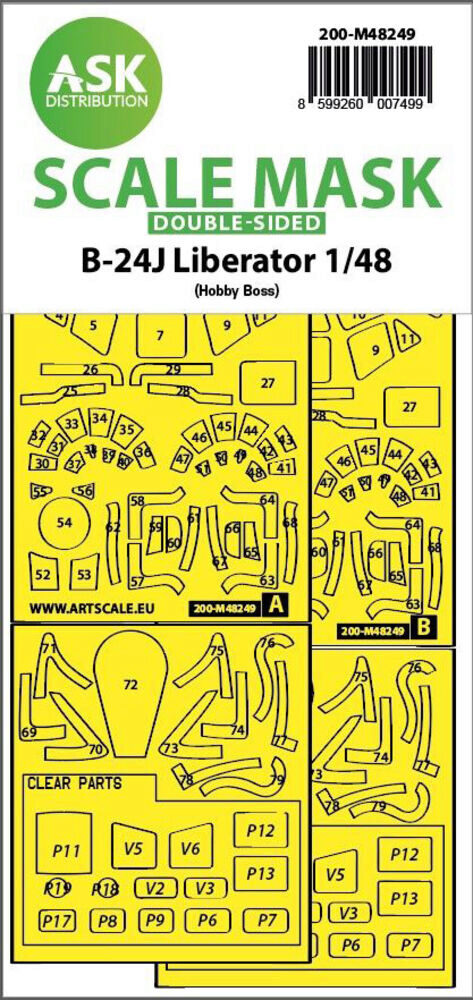 ASK 200-M48249 B-24J Liberator double-sided express fit mask for Hobby Boss