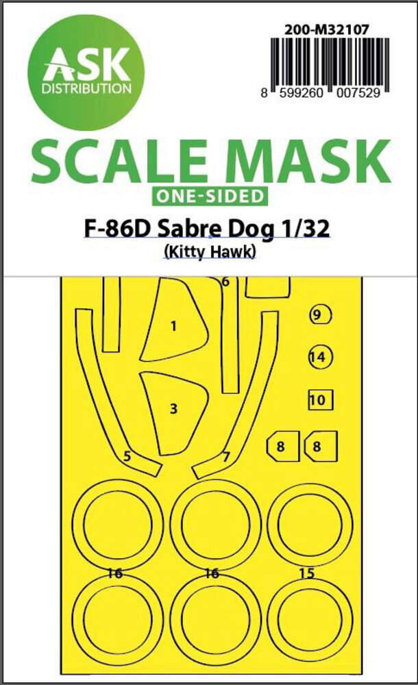 ASK 200-M32107 F-86D Sabre Dog one-sided express fit mask for Kitty Hawk