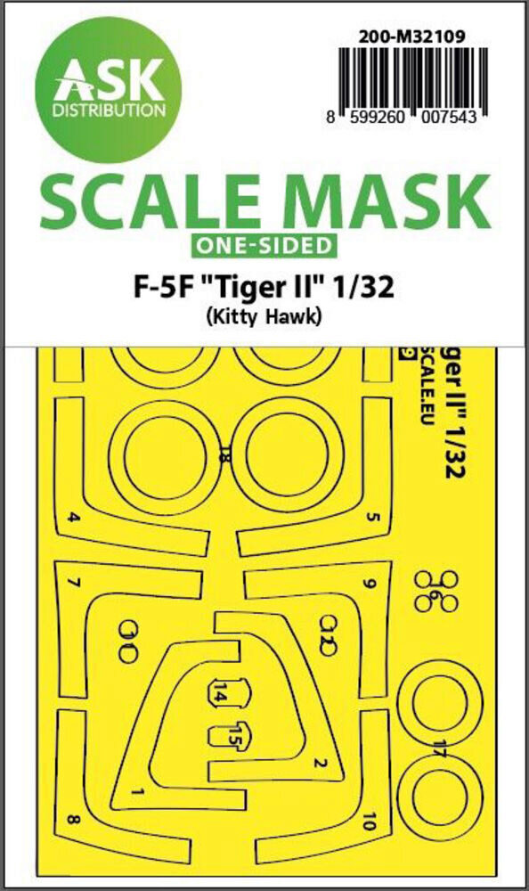 ASK 200-M32109 F-5F Tiger II one-sided express fit mask for Kitty Hawk
