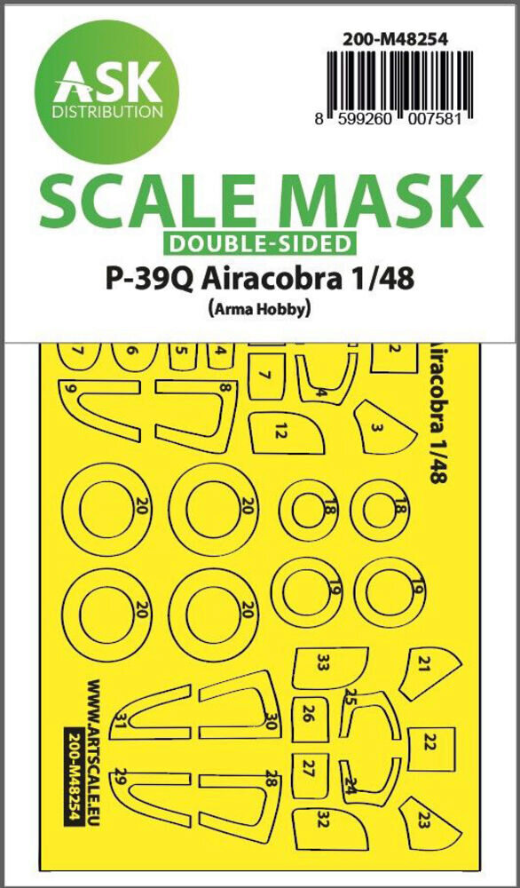 ASK 200-M48254 P-39Q Airacobra double-sided express fit mask for Arma Hobby
