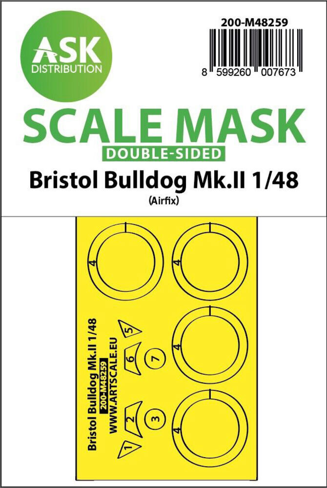 ASK 200-M48259 Bristol Bulldog Mk.II double-sided express fit mask for Airfix
