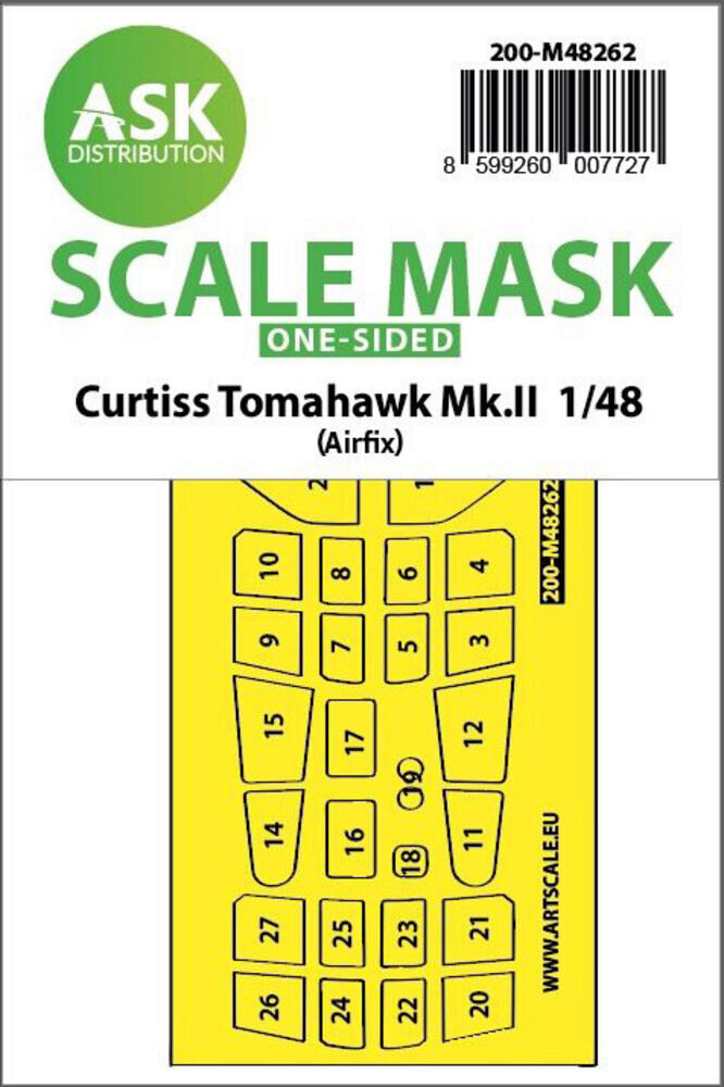 ASK 200-M48262 Curtiss Tomahawk Mk.II  one-sided express fit mask for Airfix