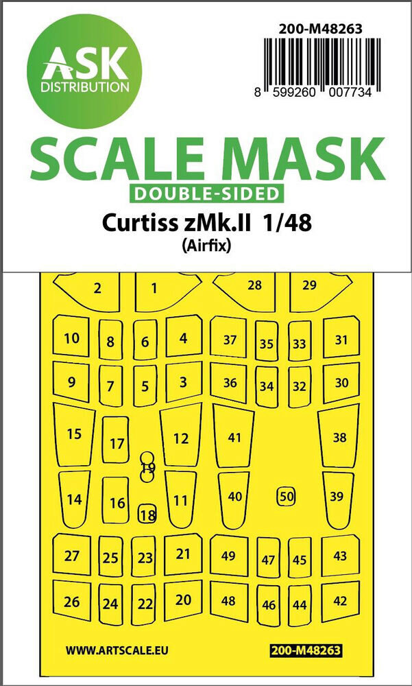 ASK 200-M48263 Curtiss Tomahawk Mk.II  double-sided express fit mask for Airfix
