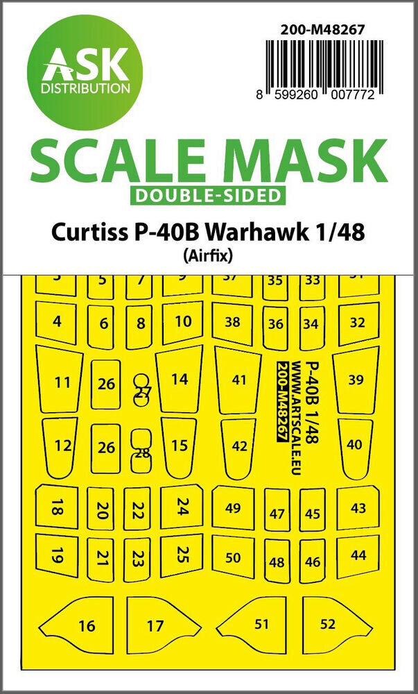 ASK 200-M48267 Curtiss P-40B Warhawk double-sided express fit mask for Airfix