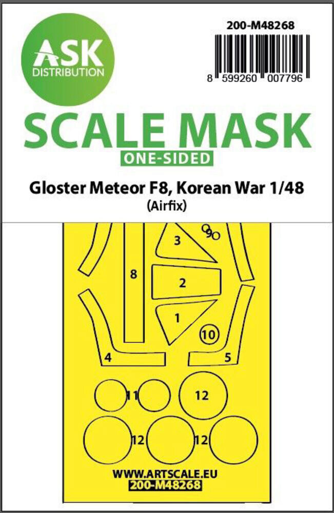 ASK 200-M48268 Gloster Meteor F.8, Korean war, one-sided express fit mask for Airfix