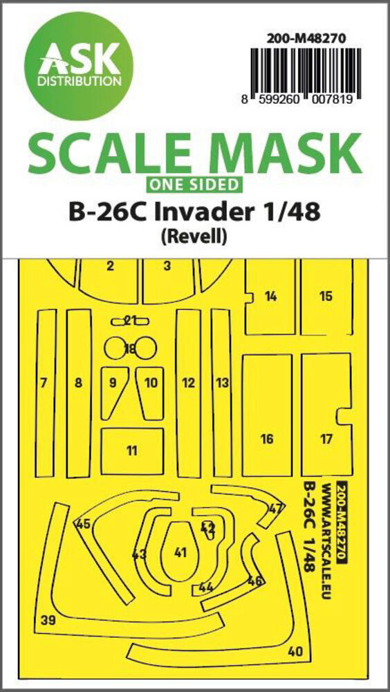 ASK 200-M48270 B-26C Invader one-sided express fit mask for Revell