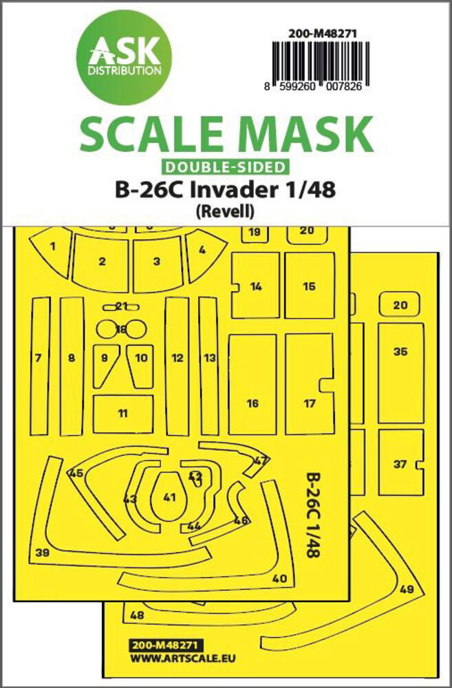 ASK 200-M48271 B-26C Invader double-sided express fit mask for Revell