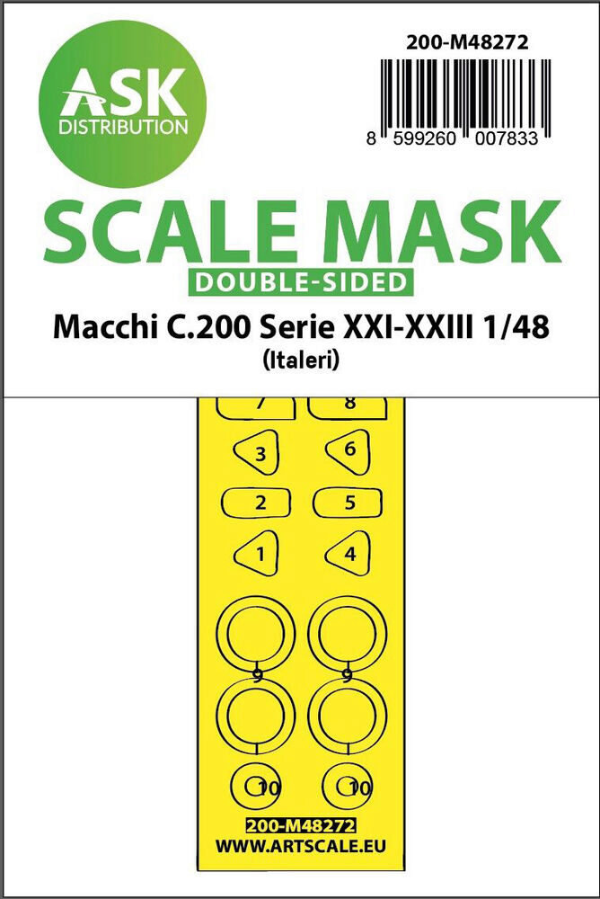 ASK 200-M48272 Macchi C.200 Serie XXI-XXIII double-sided express fit mask for Italeri