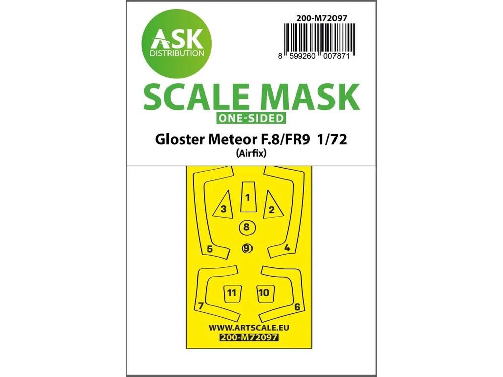 ASK 200-M72097 Gloster Meteor F.8/F9 one-sided fit express mask for Airfix