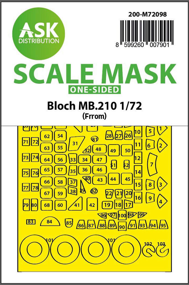 ASK 200-M72098 Bloch MB.210 one-sided fit express mask for Special Hobby