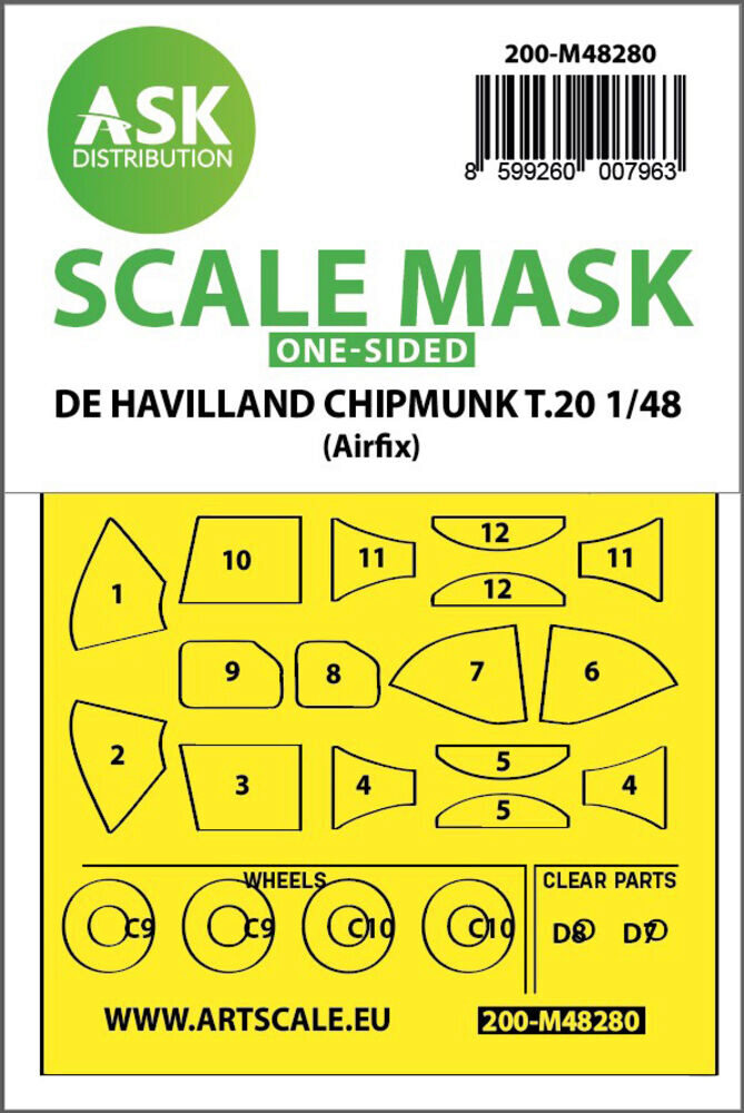 ASK 200-M48280 De Havilland Chipmunk T.20 one-sided express fit mask for Airfix