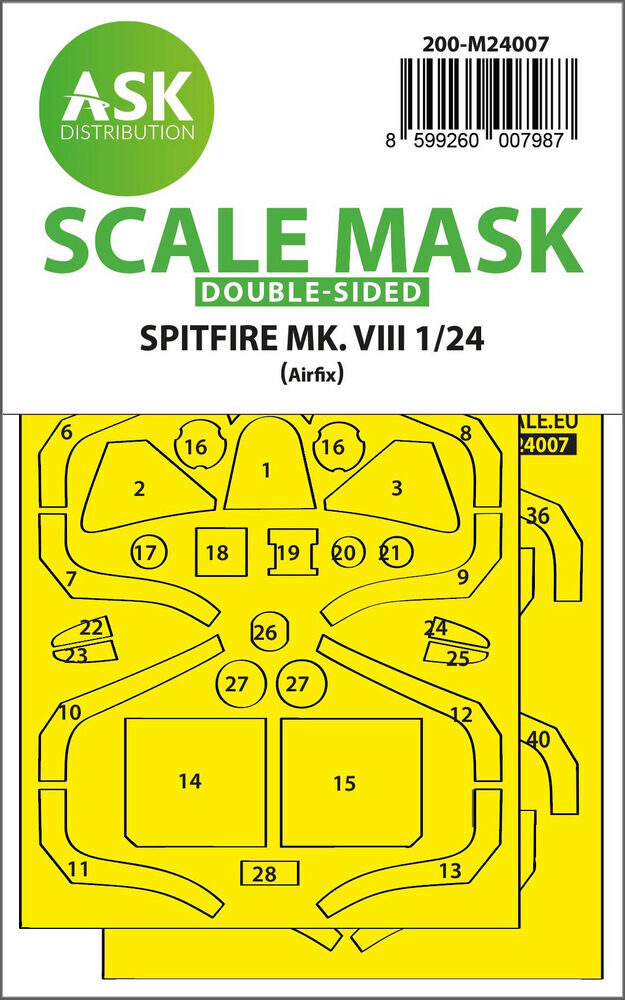 ASK 200-M24007 Spitfire Mk.VIII double-sided express fit masks for Airfix