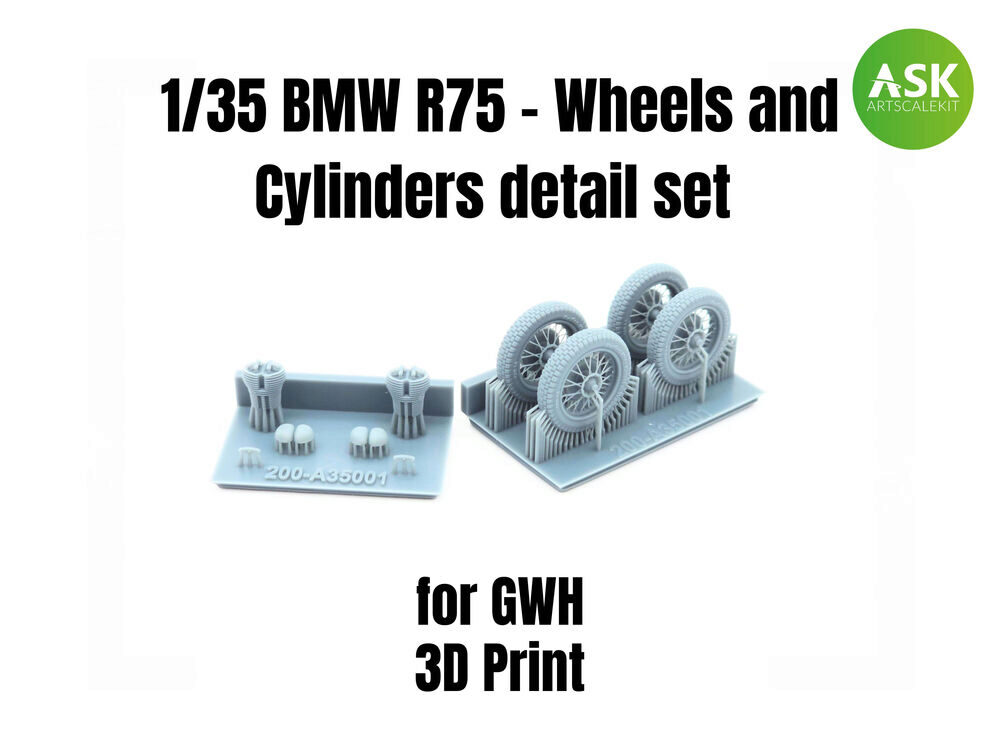 ASK 200-A35001 BMW R75 - Wheels and Cylinders detail set for Great Wall Hobby