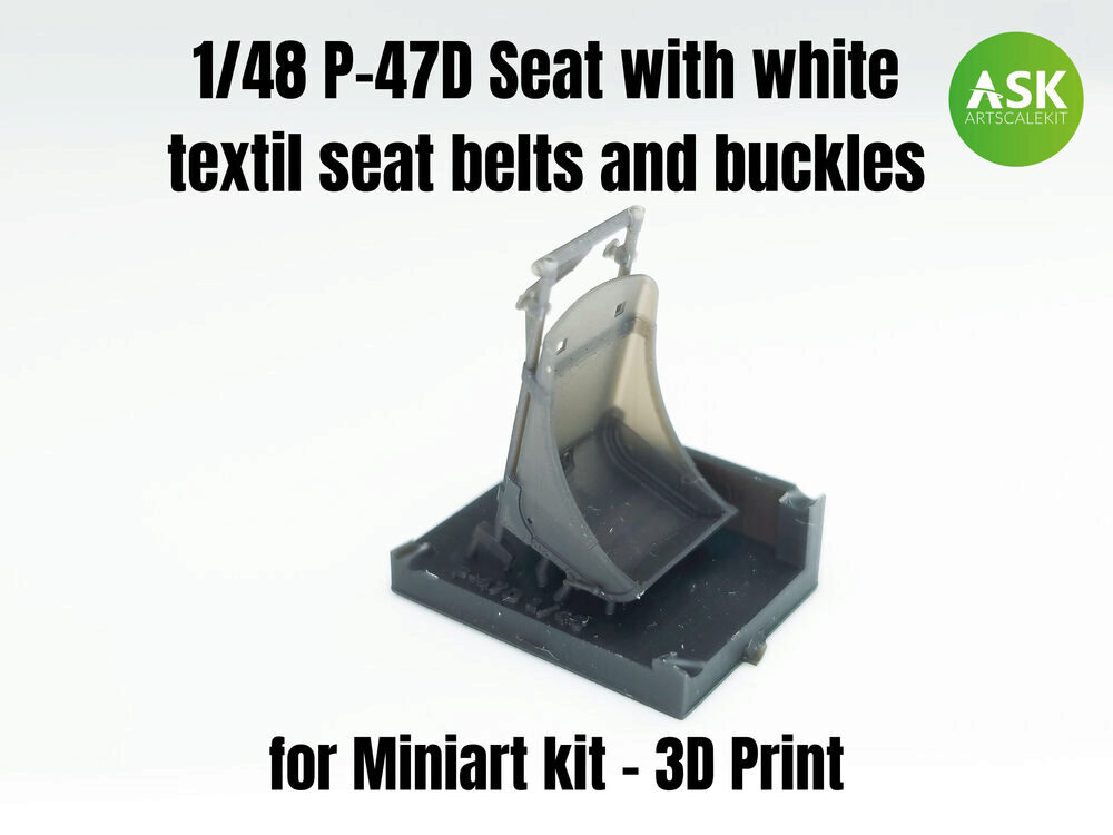 ASK 200-A48007 P-47D Seat with white textil seat belts and buckles