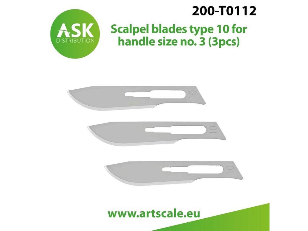 ASK 200-T0112 Scalpel blades type 10 for handle size no. 3 (3pcs)