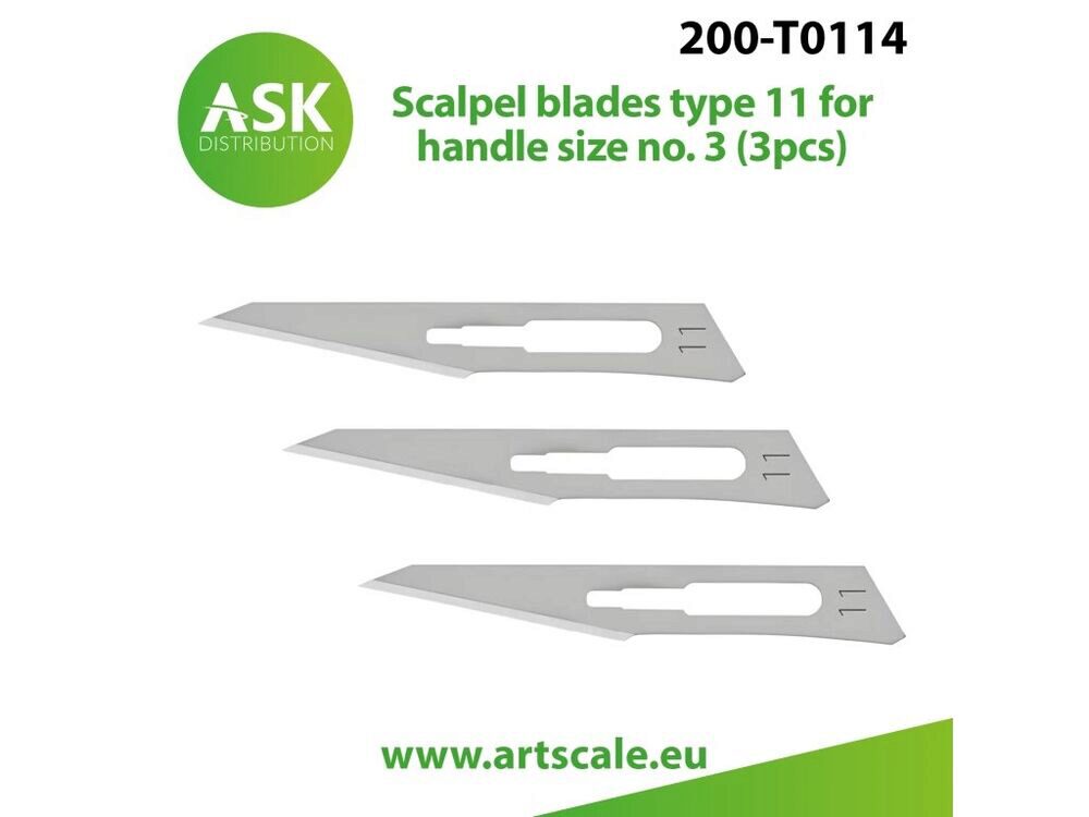 ASK 200-T0114 Scalpel blades type 11 for handle size no. 3 (3pcs)