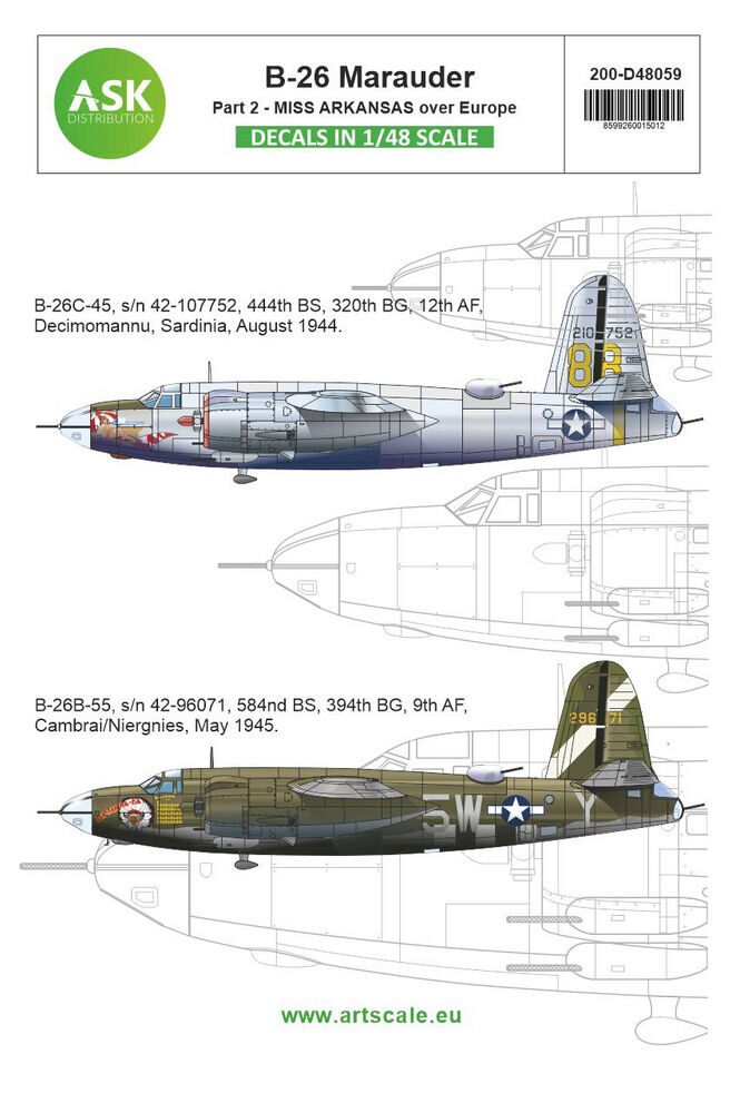 ASK 200-D48059 B-26B Marauder part 2 - Over Europe, Miss Arkansas - Mediterranean area and D-Day ISH-TAK-HA-BA