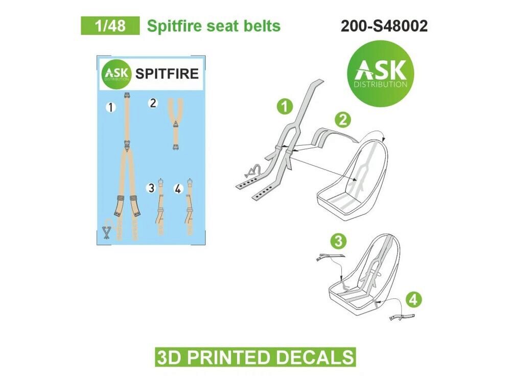 ASK 200-S48002 Spitfire seat belts - 3D printed decals by ASK