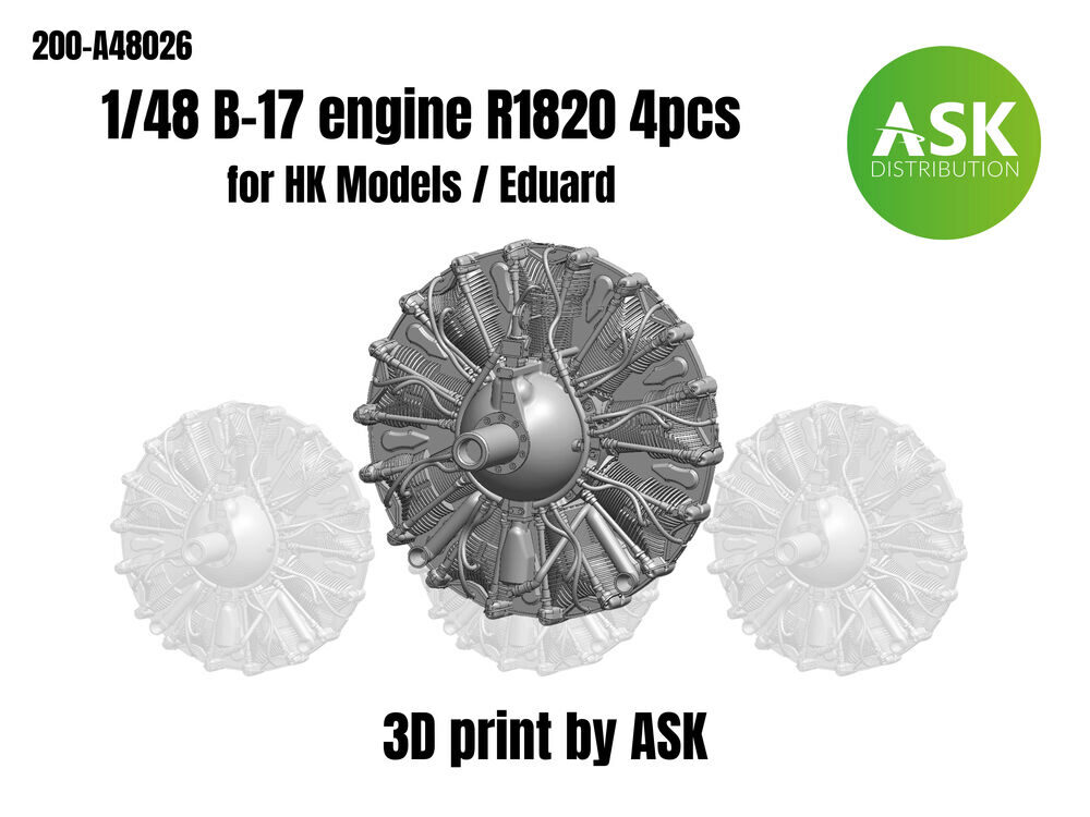 ASK 200-A48026 Wright R-1820 engine set, 4 pc. for B-17 for HK Models