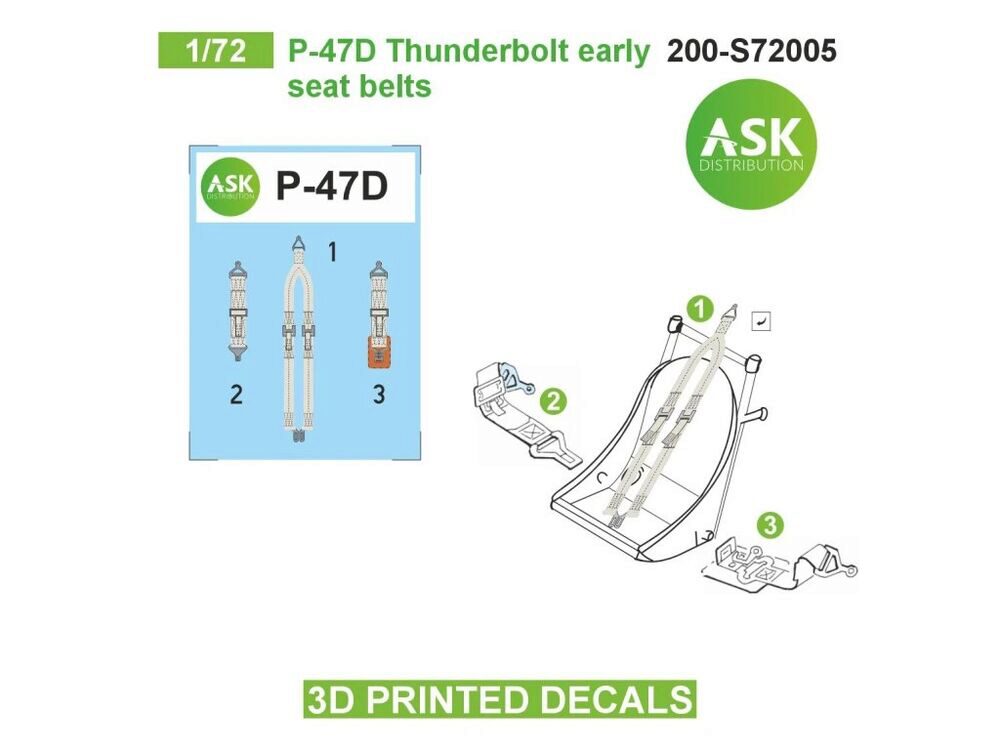 ASK 200-S72005 P-47D seat belts - 3D printed decals by ASK